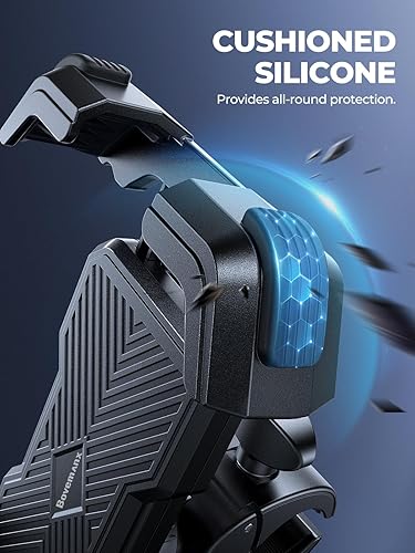 Miniatura 4 de Bovemanx Soporte de teléfono para motocicleta, ultra estable, soporte para teléfono de bicicleta, abrazadera para manillar de teléfono celular para