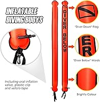 Vista 3 de Juego de boya marcador de superficie, tubo de señal inflable de alta visibilidad de 6 pies con tubo de señal de fondo cerrado con carrete de dedo