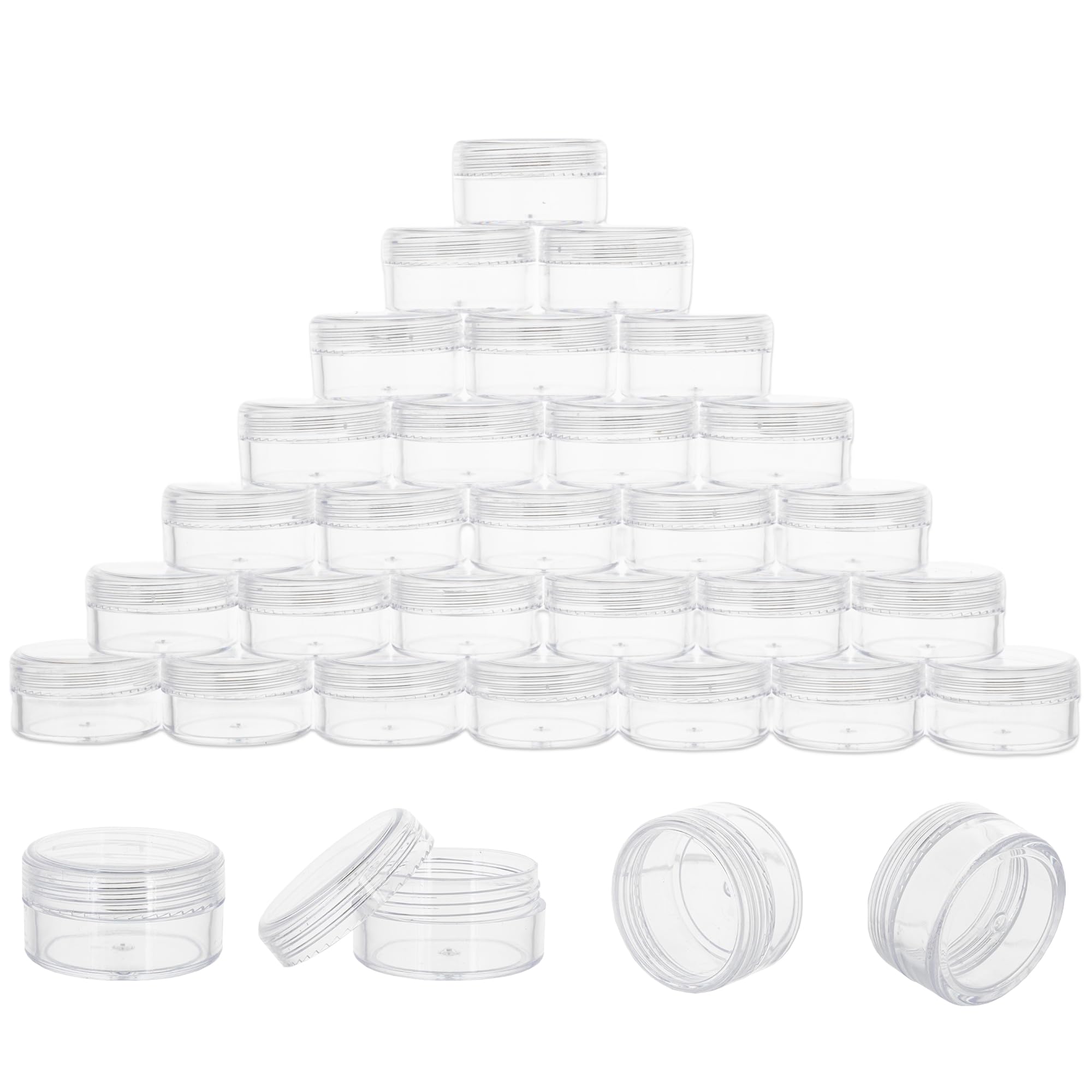 Photo 1 of 10 Gram 40 Count Sample Containers, Small Plastic Containers with Lids, Empty Sample Jars with Labels and Mini Disposable Spatulas(Clear Lid)