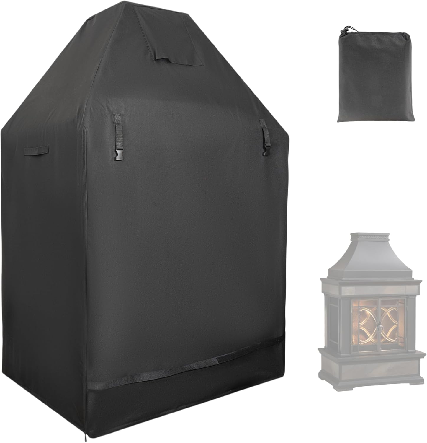 Outdoor Fireplace Cover, Waterproof Heavy Duty Fireplace Cover for Outdoor Use, Outside Protective Dust Covers for Winter, Upright Patio Wood Burning Fireplace Covers