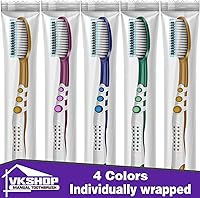 Vista 2 de 144 cepillos de dientes desechables a granel, cepillo de dientes envuelto individualmente, cepillo de dientes de cerdas suaves medianas, juego