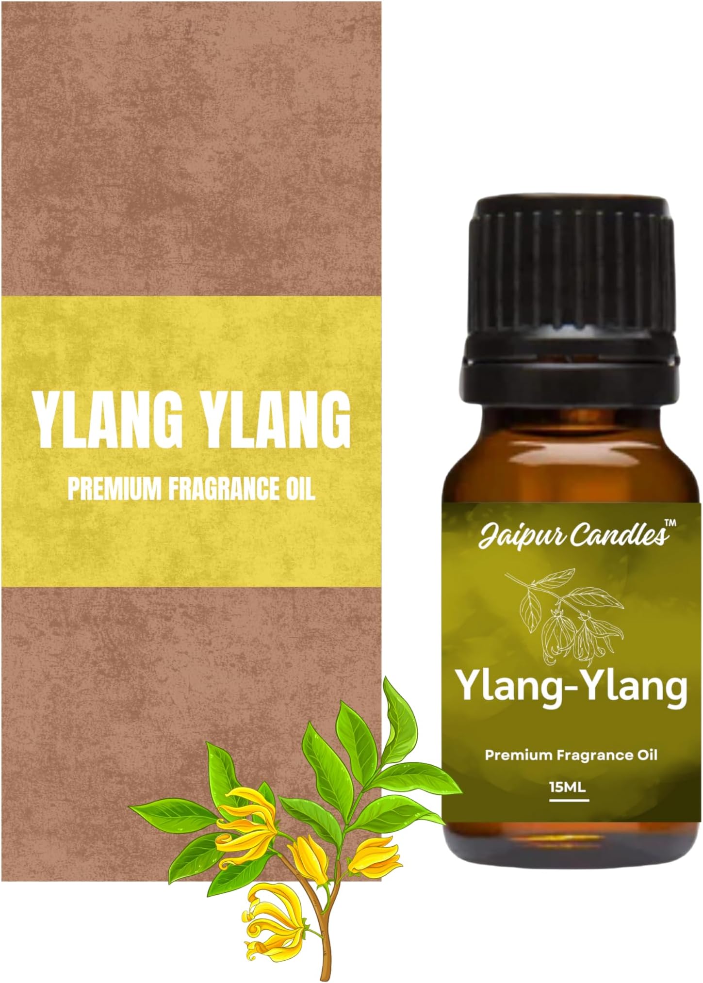 Jaipur Candles Fragrance Oil | 15 ml | Aroma Oil for Home Fragrance | Best for Aromatherapy | Use in Diffusers, Candles, Air Fresheners, Soaps (15ML, Ylang Ylang)