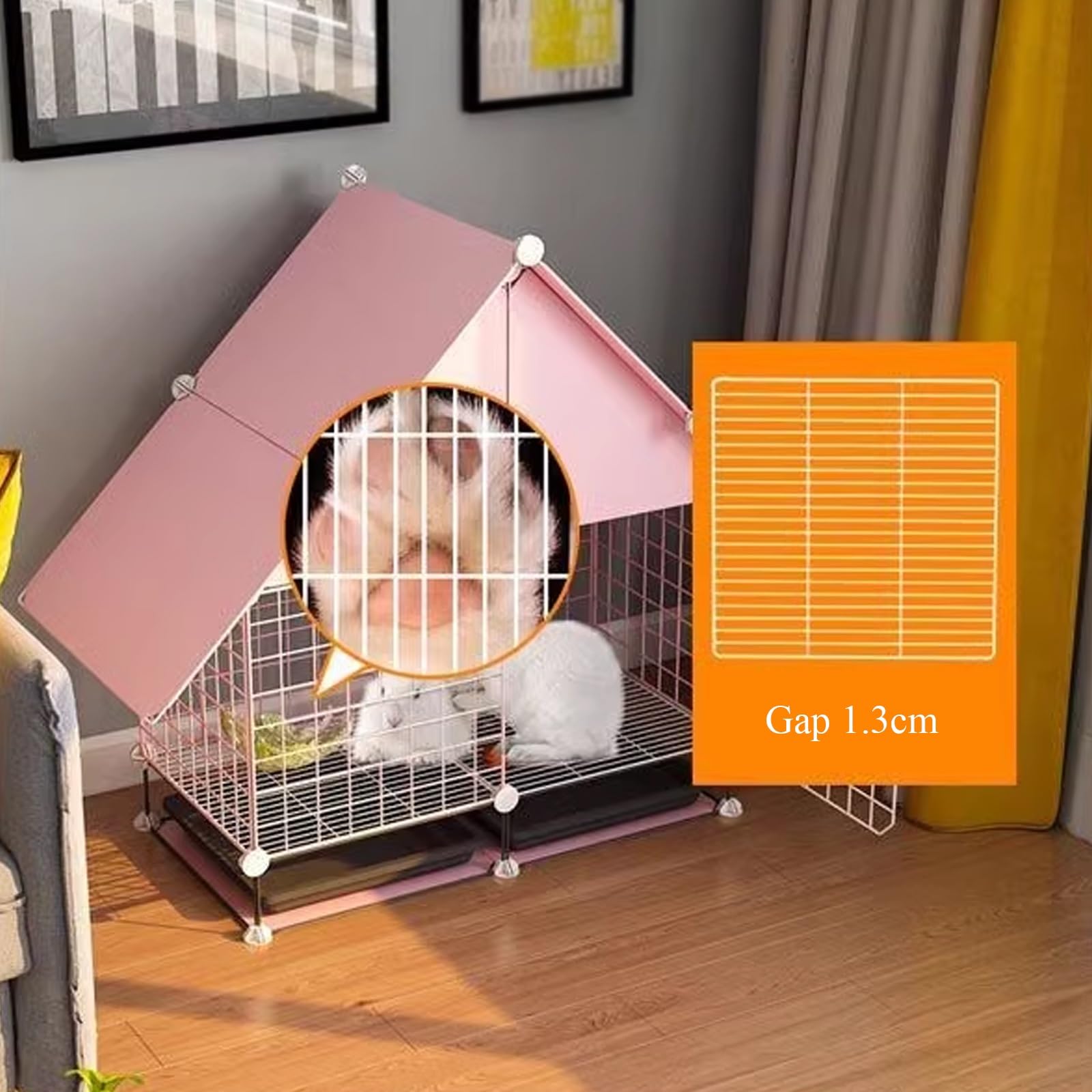 Jaula Conejo Grande 2 Plantas Conejera de Interior con Bandeja Extraíble, Jaula para Conejos Interior Jaula for Conejitos de Fácil Limpieza for Animales Pequeños