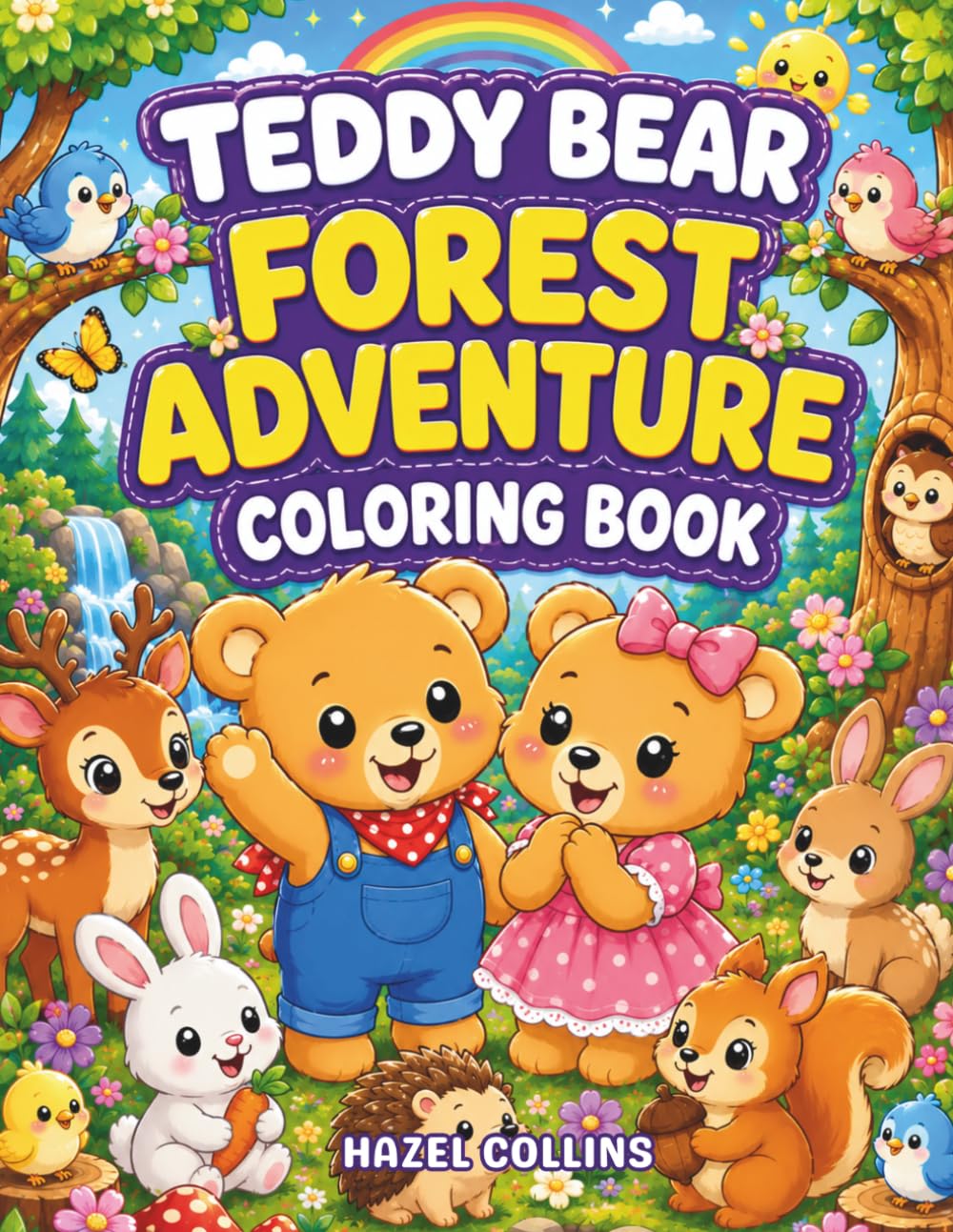 Teddy Bear Forest Adventure Coloring Book: Fun and Easy Kawaii Activity Pages Featuring Cute Woodland Animals and Beautiful Flower Meadows