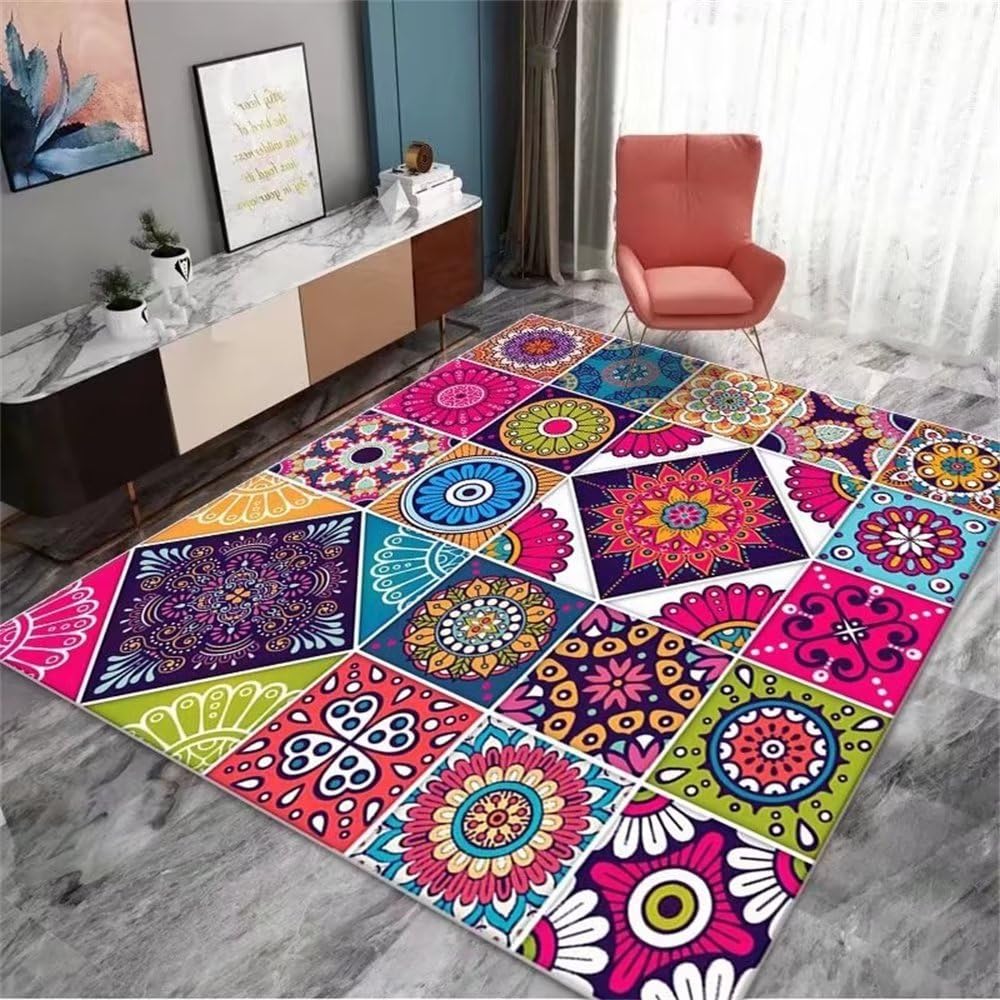 Grand tapis de salon 60X120CM fleuri moderne et antidérapant