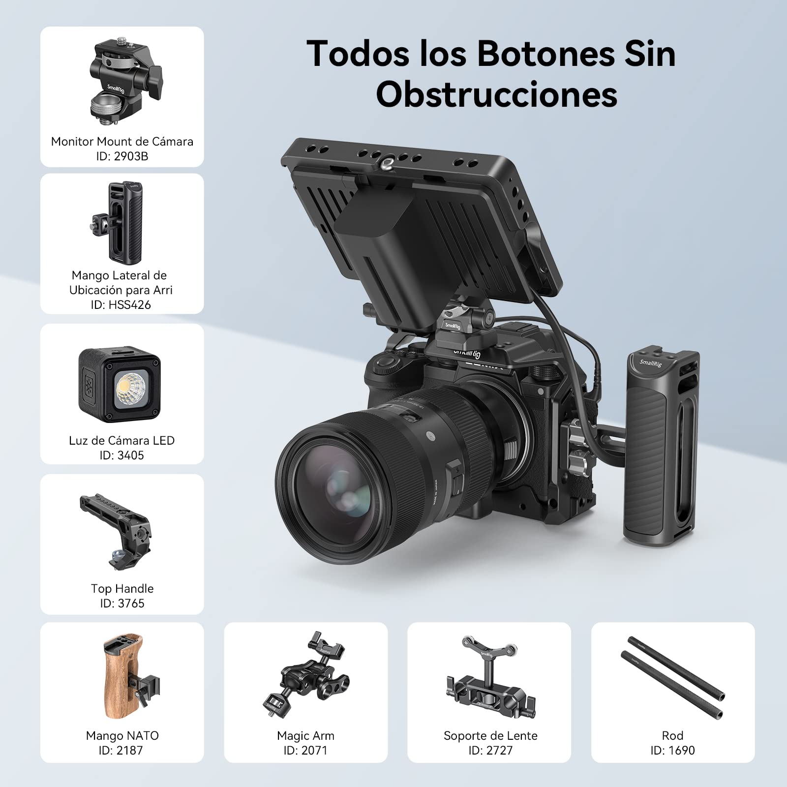 SMALLRIG S5 Cage Jaula de Cámara de Aleación de Aluminio para Panasonic S5,con Cold Shoe y NATO Rail Incorporado- 2983