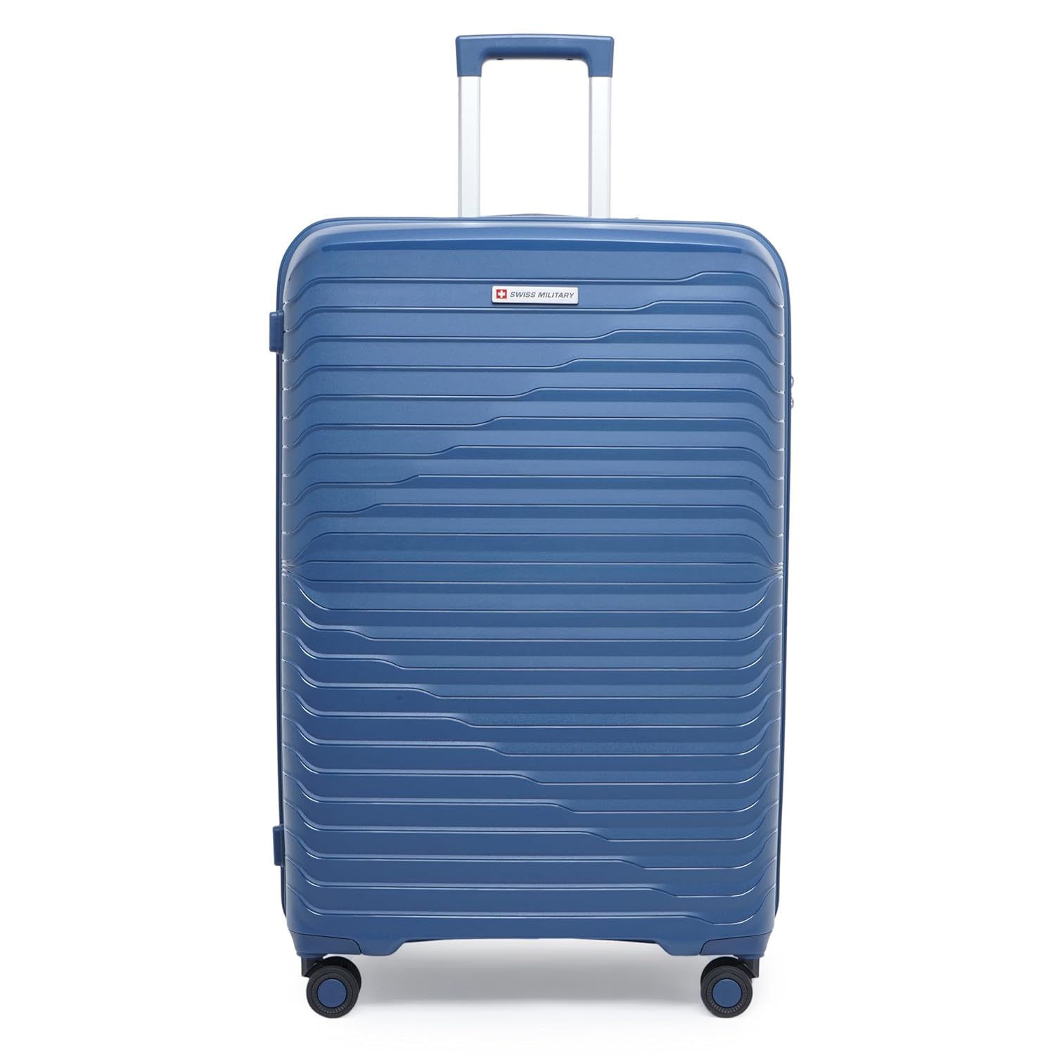 Swiss Military Horizon Lightweight PP 75CM Hard Top Medium Trolley–Luggage with TSA Lock, 360° Spinner Wheels & Anti-Theft Zipper, Premium Shell & Zip Puller, Suitcase for Travel – 104L Capacity, Blue