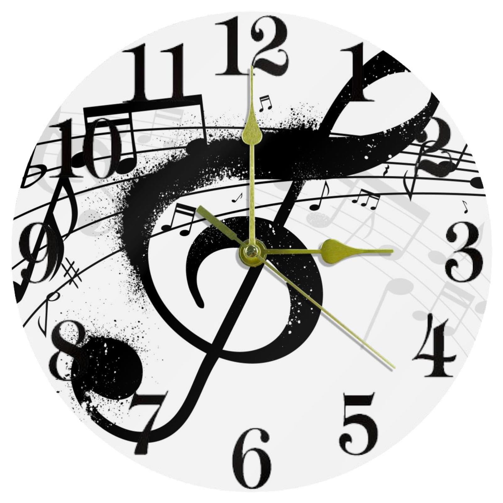 Horloge clé de musique silencieuse ronde pour éliminer les bruits de bureau