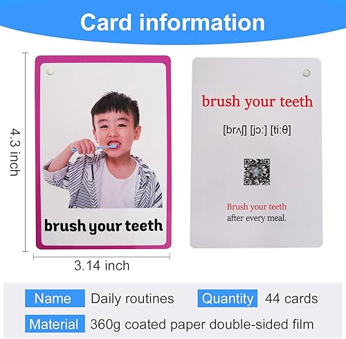 Miniatura 2 de Richardy 45 unidsset rutinas diarias regalos para niños tarjetas flash inglés tarjeta de bolsillo juguetes educativos de aprendizaje para niños