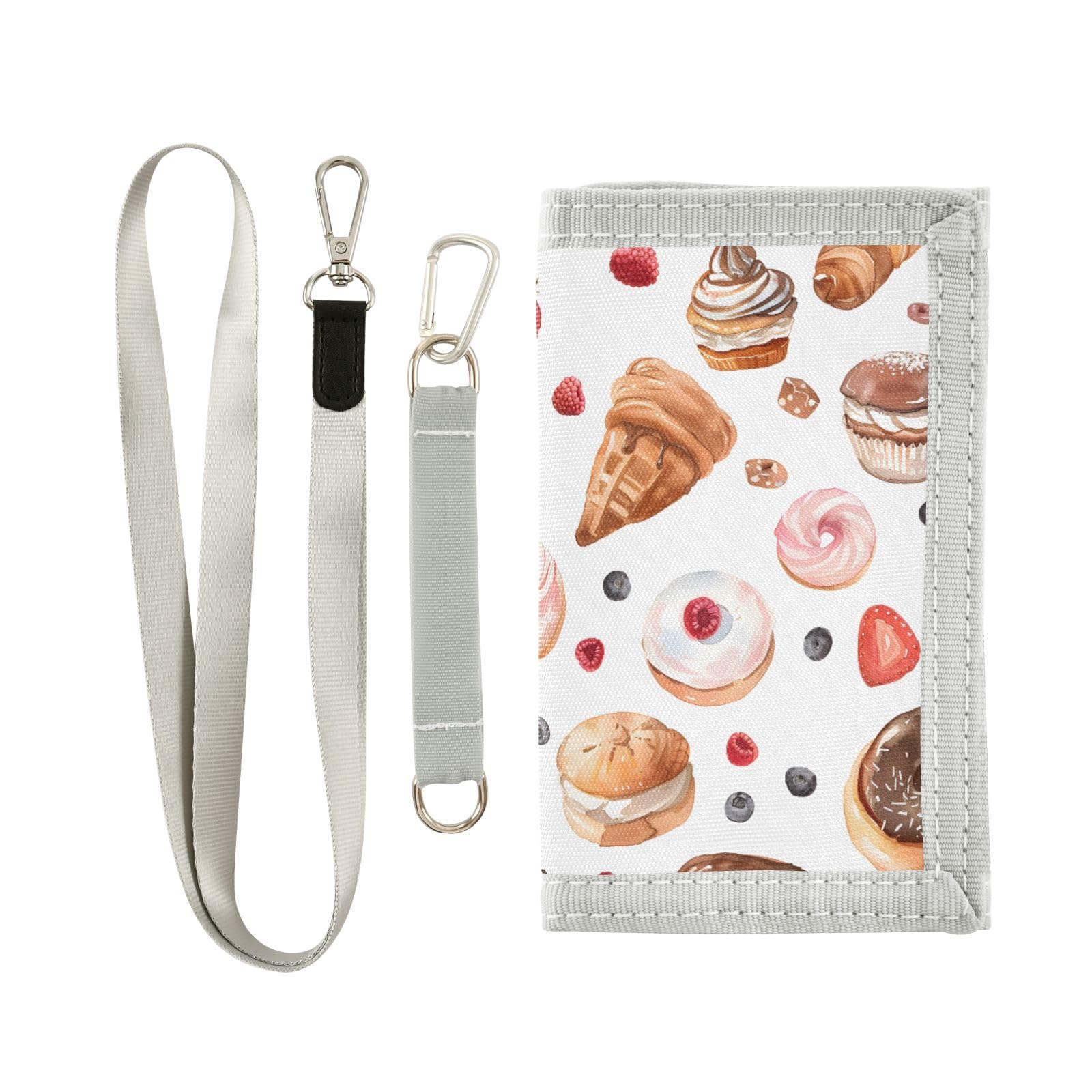 ALAZA Kids Wallets for Boys Girls Toddler Trifold Wallet Children Small Sweet Bakery Pastry with Zipper Coin Pocket