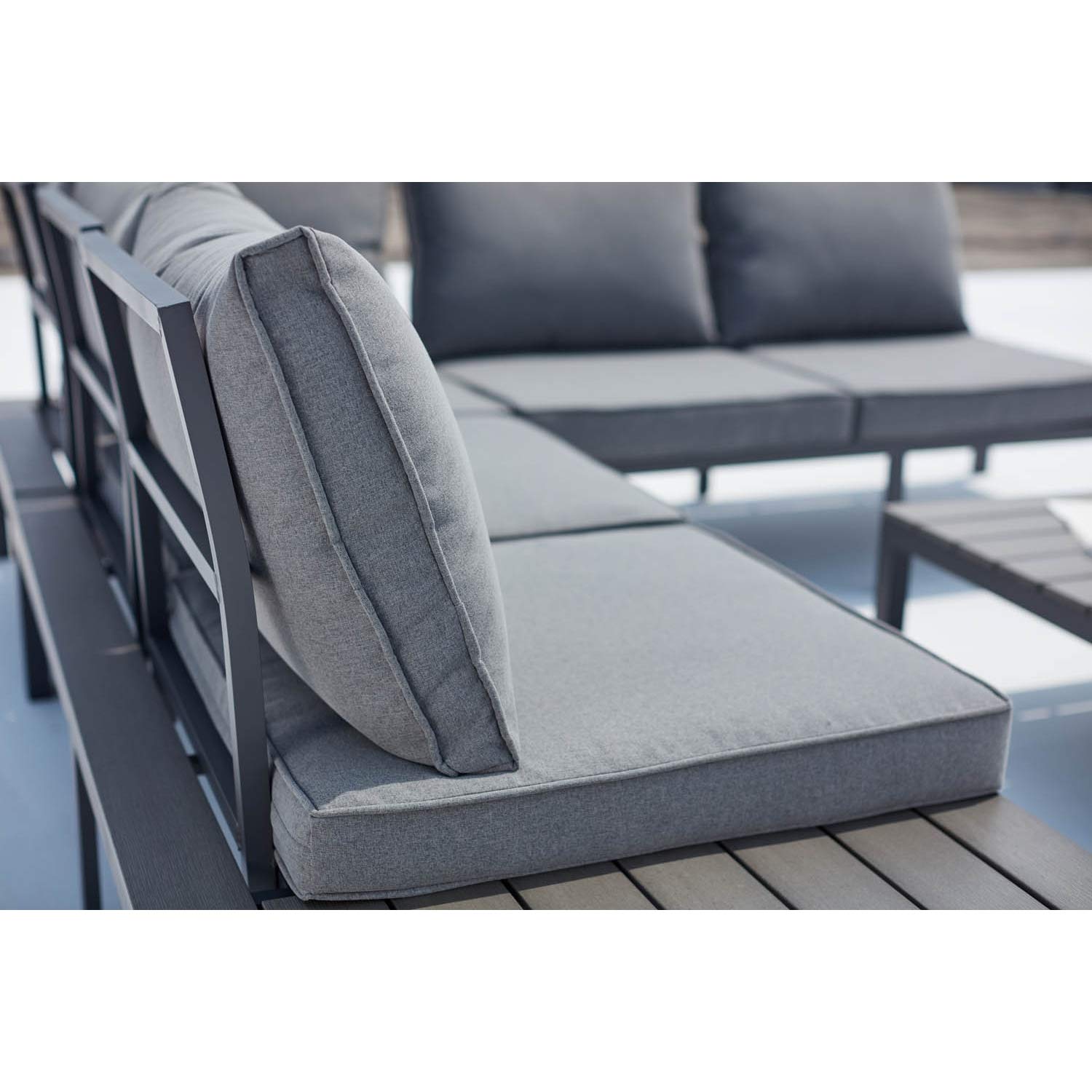 CONCEPT USINE Salon de Jardin Alu FIRA Gris Foncé 5 Places Waterproof