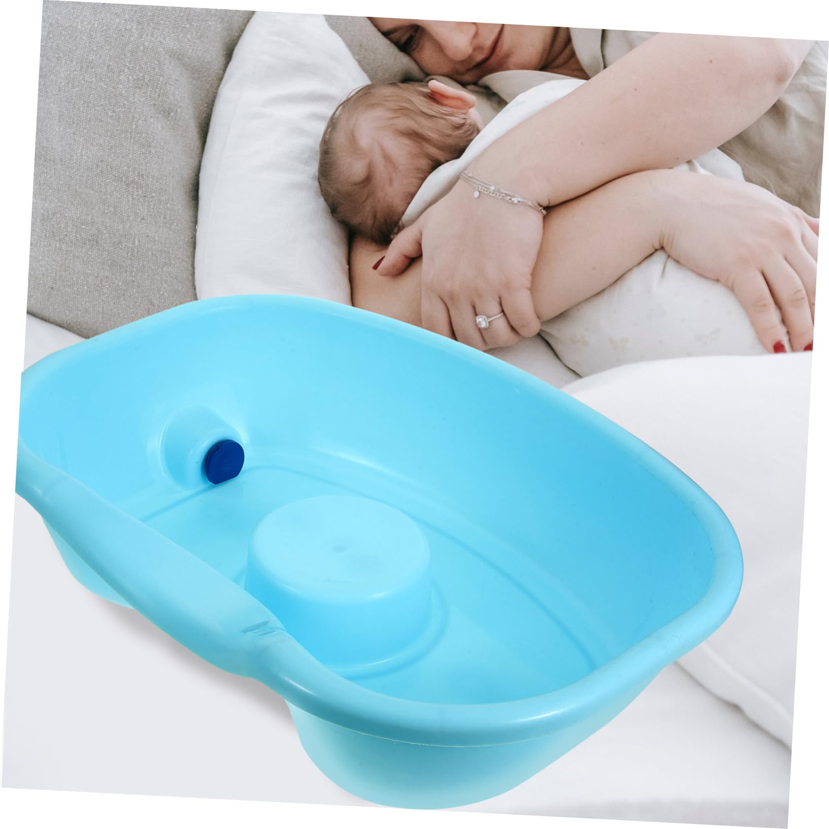 FRCOLOR Bacinella Lavacapelli Portatile in Plastica per Anziani e Letto, Lavaggio Chioma da Sdraiato Supporto per Collo e Spalle, Vaschetta Shampoo per Casa e Ospedale