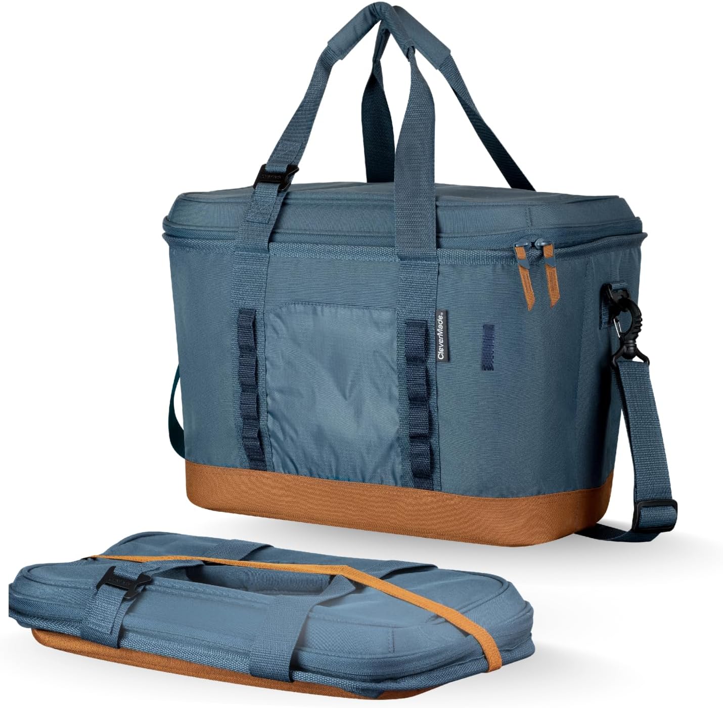 CleverMade Leakproof Collapsible Insulated Cooler Bag, Portable Foldable Soft Side Tote Holds 18/30/50 Cans, Lunch & Cold Beer, Use w/Reusable Freezer Packs & Ice Chest for Grocery Beach Travel