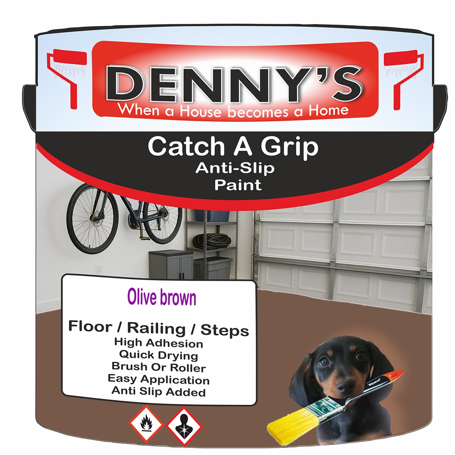 SCOOBYS PAINTS BACK IN THE MIX Catch A Grip Anti Slip Floor Paint – Non Slip Coating for Steps, Railings & Garages – 170 Colours, High Adhesion, Quick Dry, Multiple Sizes (Olive brown, 250ml Tin)