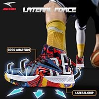 Vista 3 de ASHION Zapatos deportivos de baloncesto para hombre, ligeros, transpirables, antideslizantes, para correr, caminar, medios, tenis deportivos