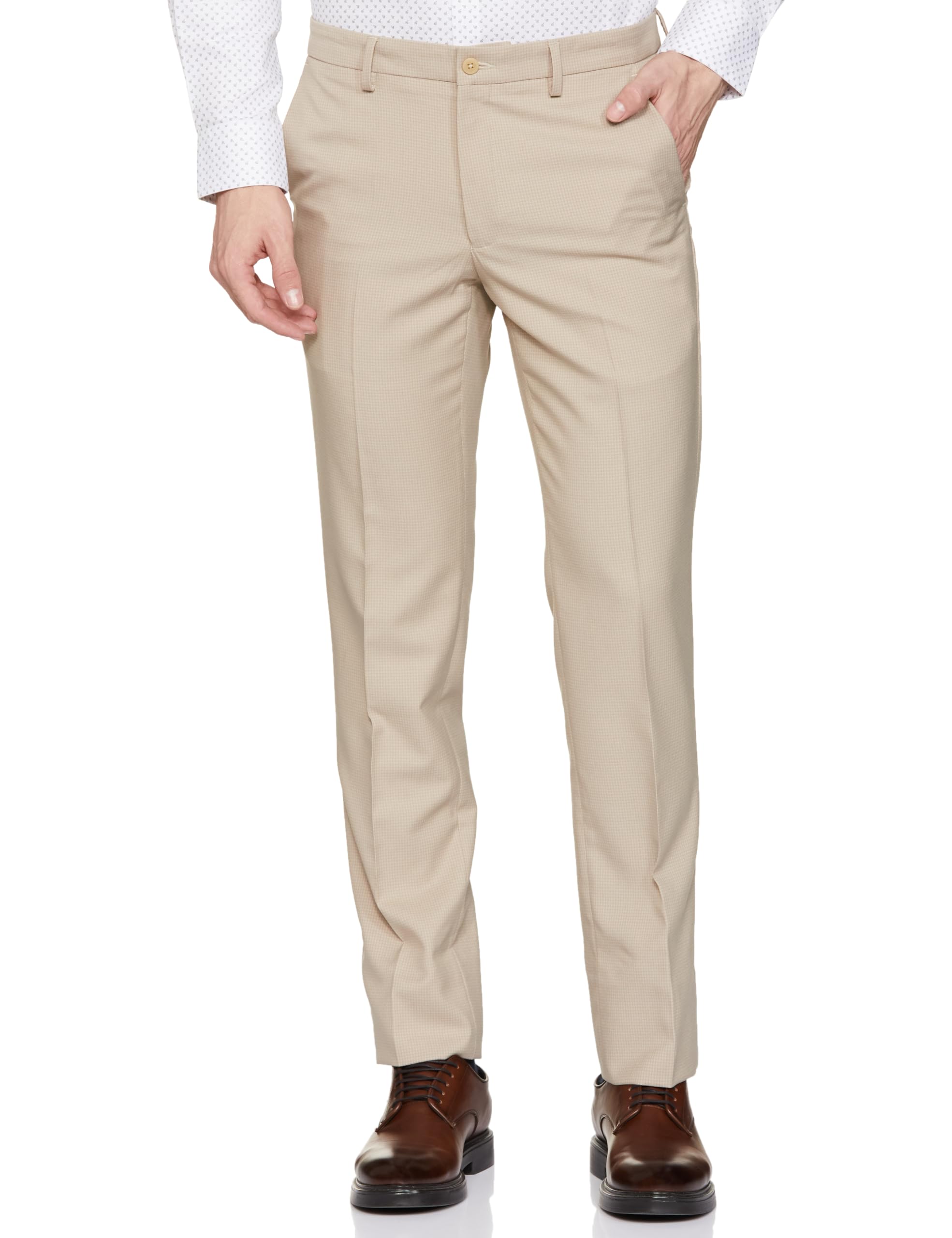 Van HeusenMen's Regular Fit Checked Formal Trouser