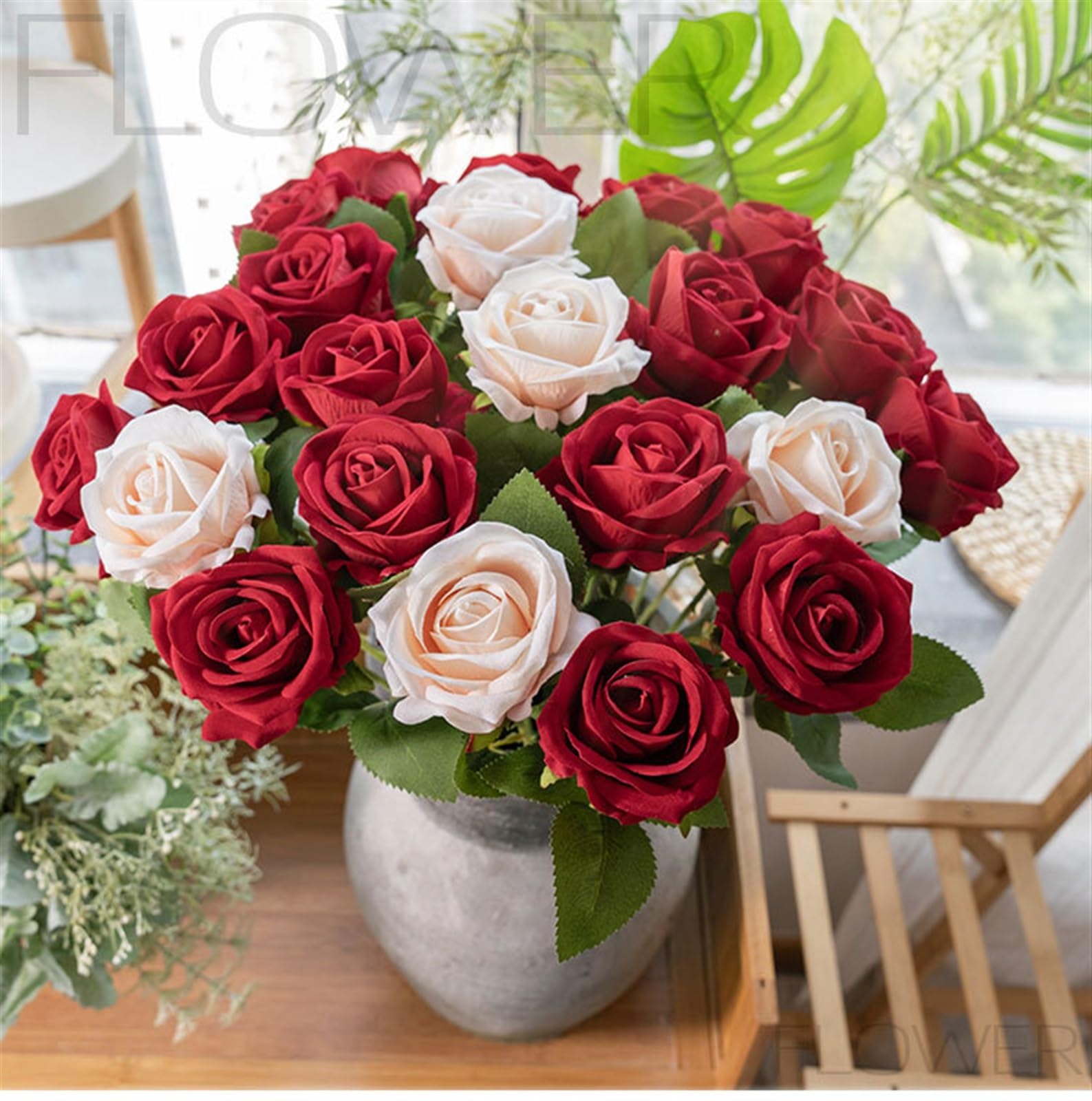 5 Köpfe Künstliche Blumen Kopf Für Hochzeit Mittelsträuße Blumensträuße DIY Blumendekor Wohnzimmer Balkon Arbeitszimmer Dekoration(A,5bundles)