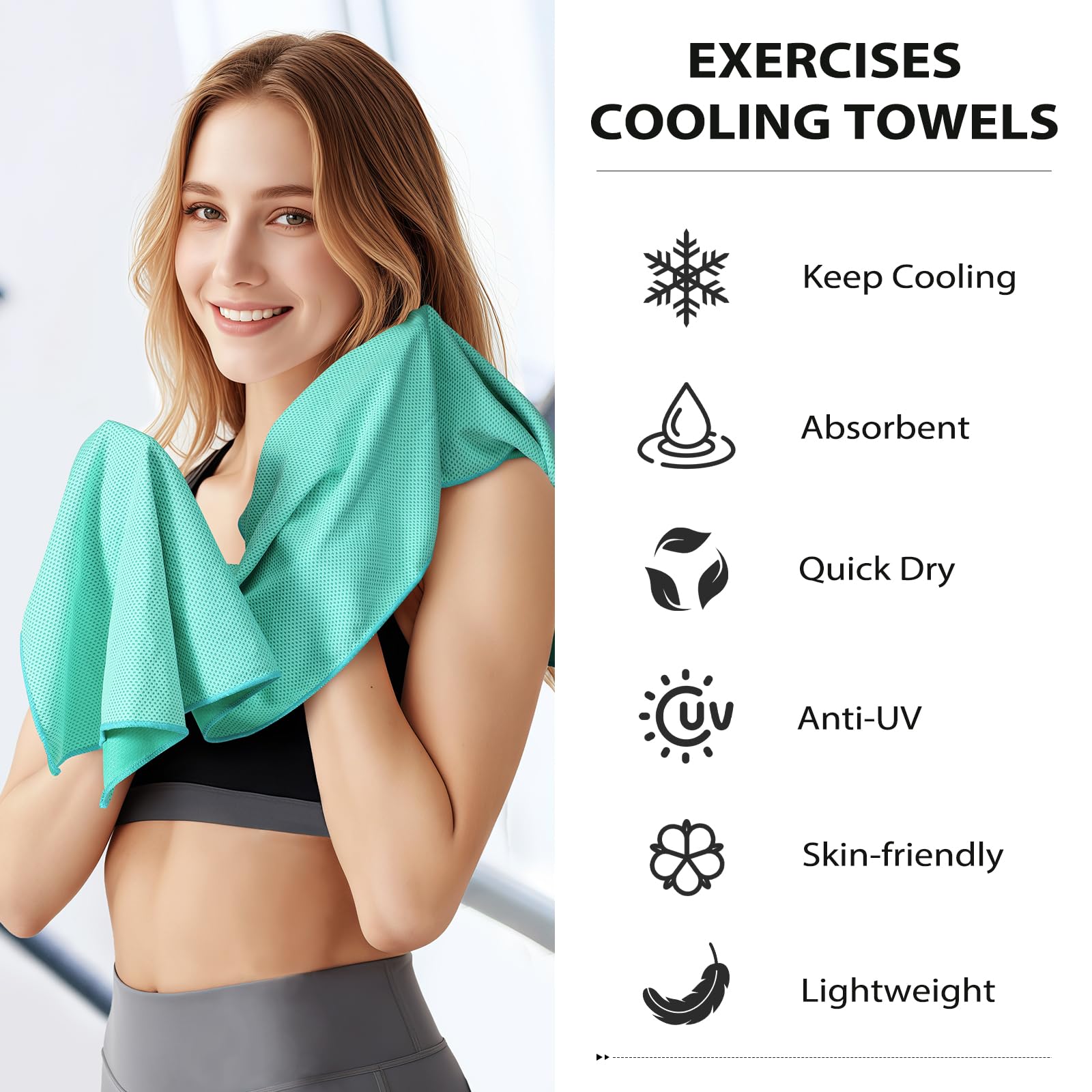 Cooling Towels - 4 Pack Gym Towels, Gym Towels for Working Out, Yoga Towel, Quick Dry Towel for Running, Camping, Fitness & More Activities