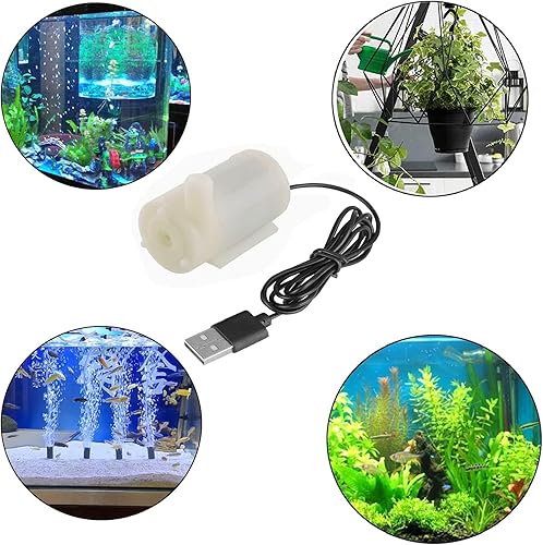 Miniatura 7 de 3 piezas DC 3-5V USB Micro sumergible Mini bomba de agua para acuarios pecera estanque fuente hidropónica jardín (blanco)