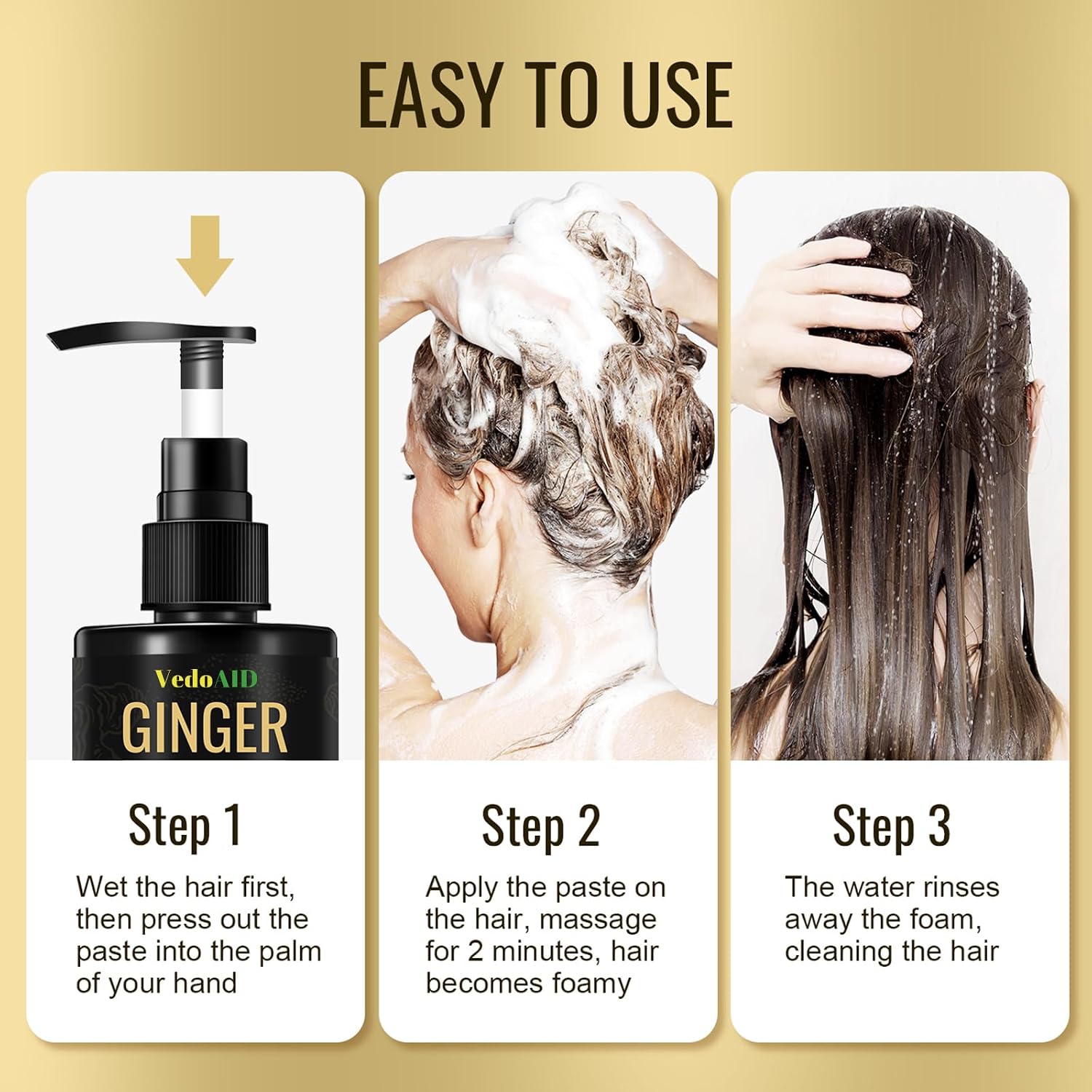 Ginger Hair Care Shampoo, Hair Growth Formula, 6.763 fl.oz/200ml (Ginger Shampoo)