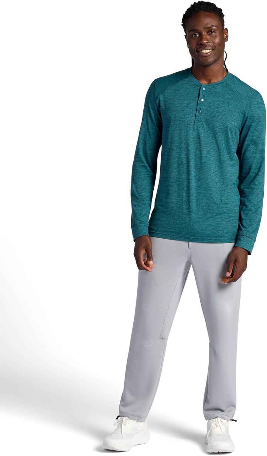 Gaiam Mens Commuter Long Sleeve Henley Shirt, Standard Fit, Stretch Midweight Material - Image 3