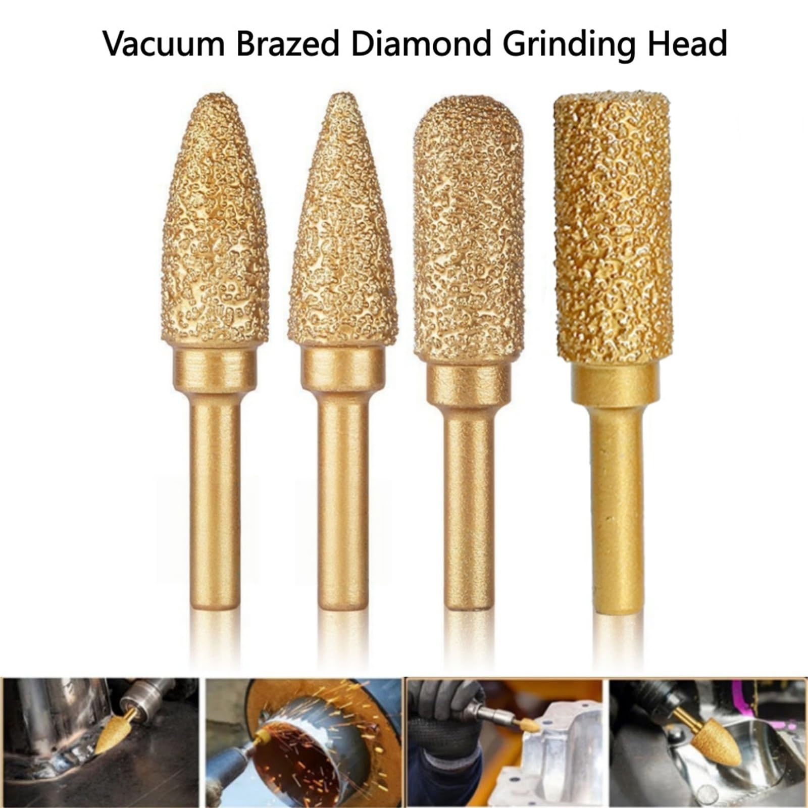 6mm Shank Brazed Diamond Grinding And Polishing Head For Cast Iron Stone Marble Tile - Deburring Metal Processing Carve(B-10X6MM,5pcs)