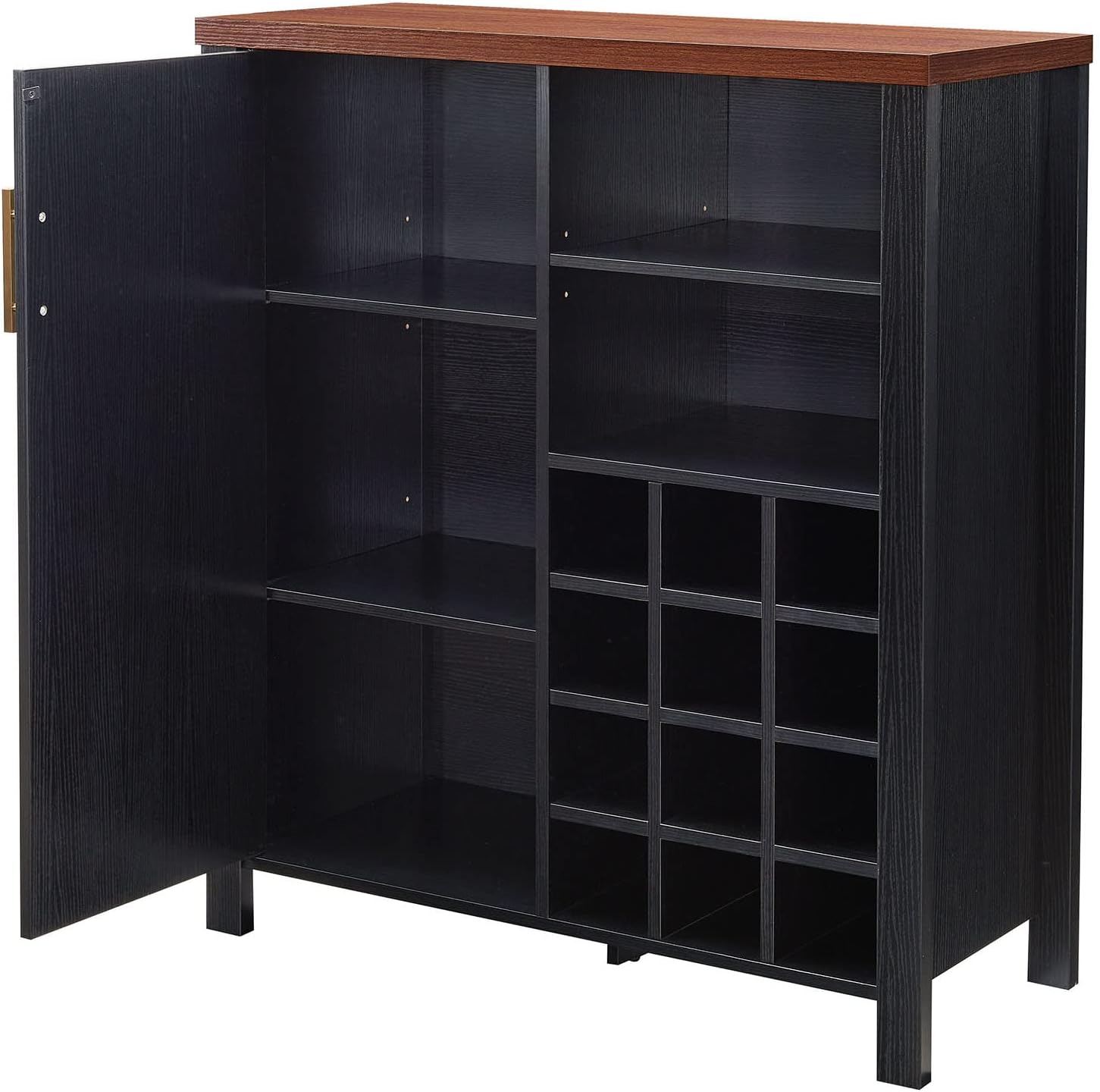 Kings Brand Furniture - Sideboard Buffet Wine Liquor Bar Cabinet for Kitchen, Living Room, Dining Room, Black