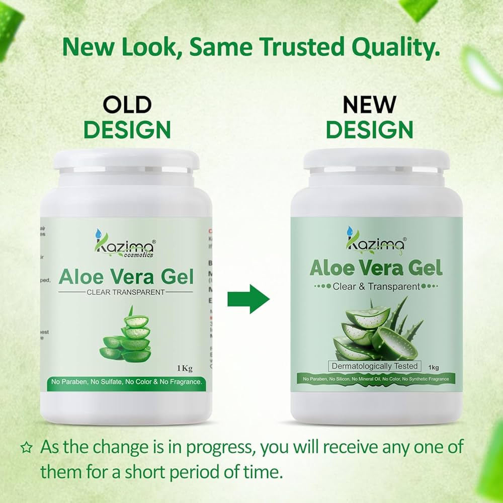 KAZIMA Pure Aloe Vera Gel for Skin and Hair, 1kg | Hydrates, Moisturizes &  Soothes Irritated Skin | Pure & Natural Aloe Vera Gel for Face, Acne,  Scars, Dark Circles & Sunburn :