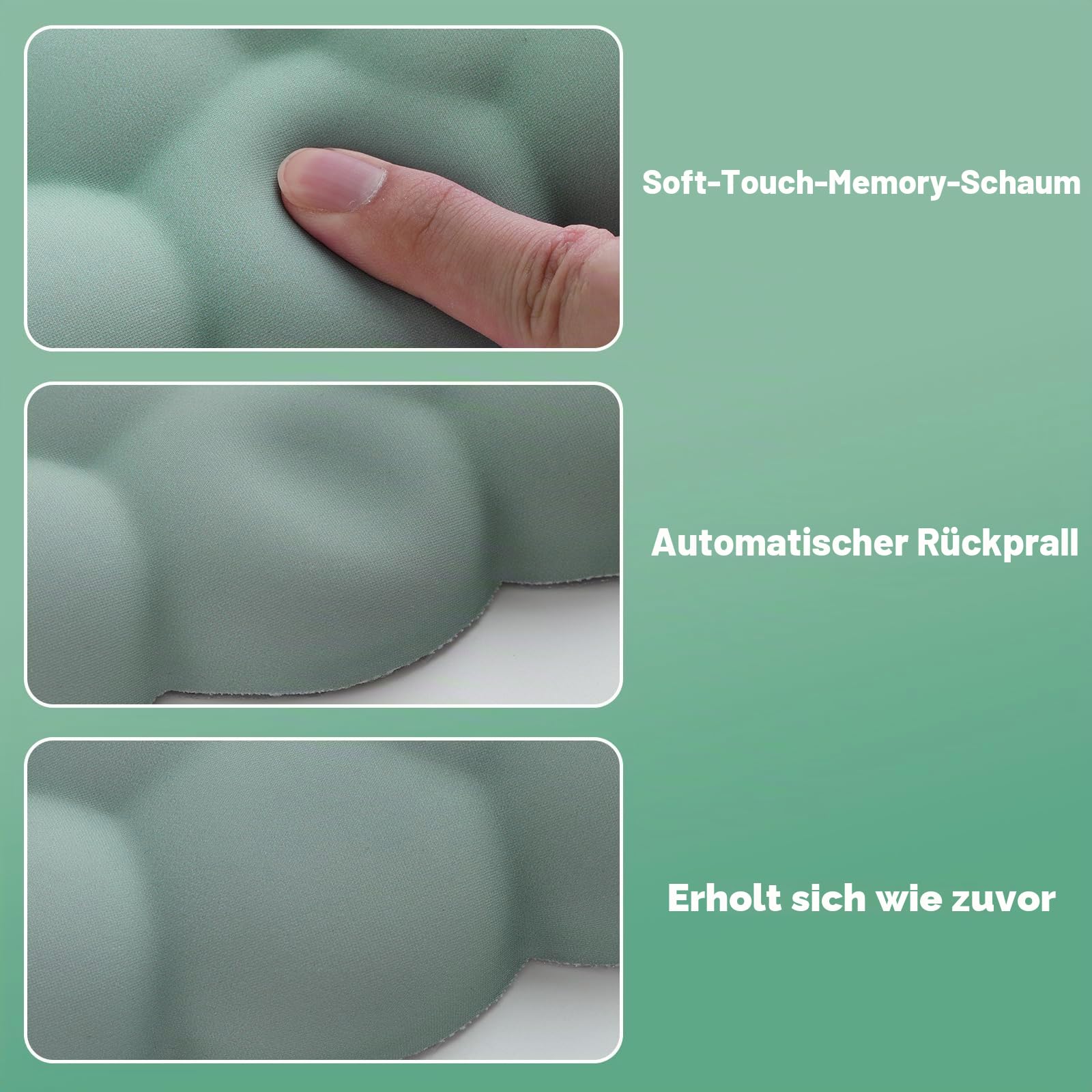MoKo Wolke Handgelenkauflage, Ergonomisch Weich Cloud Handauflage Tastatur Maus Handballenauflage Set, Verbessertes Rutschfest PU Leder Mauspad für Büro Gaming Computer Laptop, Grün