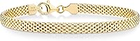 Miabella Women's 18K Gold Plated 925 Sterling Silver 5mm Italian Mesh Link Chain Bracelet - Made in Italy