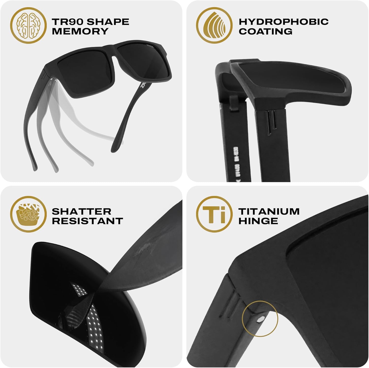 TOROE Super Dark Black Out Polarized Sunglasses Extreme Light Sensitivity Advanced UV Protection C4 Impact Resistant