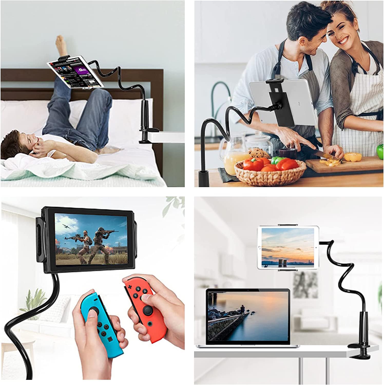 VENQI Support de Tablette col de Cygne pour lit - Bras Flexible à 360° - Support de Tablette Compatible avec iPad Mini Pro Air, Switch, Samsung Galaxy Tabs, Autres appareils de 4,7 à 11"