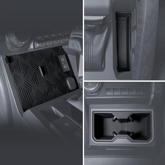 Interior Silicone Liner Insert Custom Fit for Tacoma 2024 2025, Interior Silicone Pads Kits for Tacoma Gen 4th, Silicone Organizer Tray for Tacoma - for Tacoma Double Cab only - Fully Covered