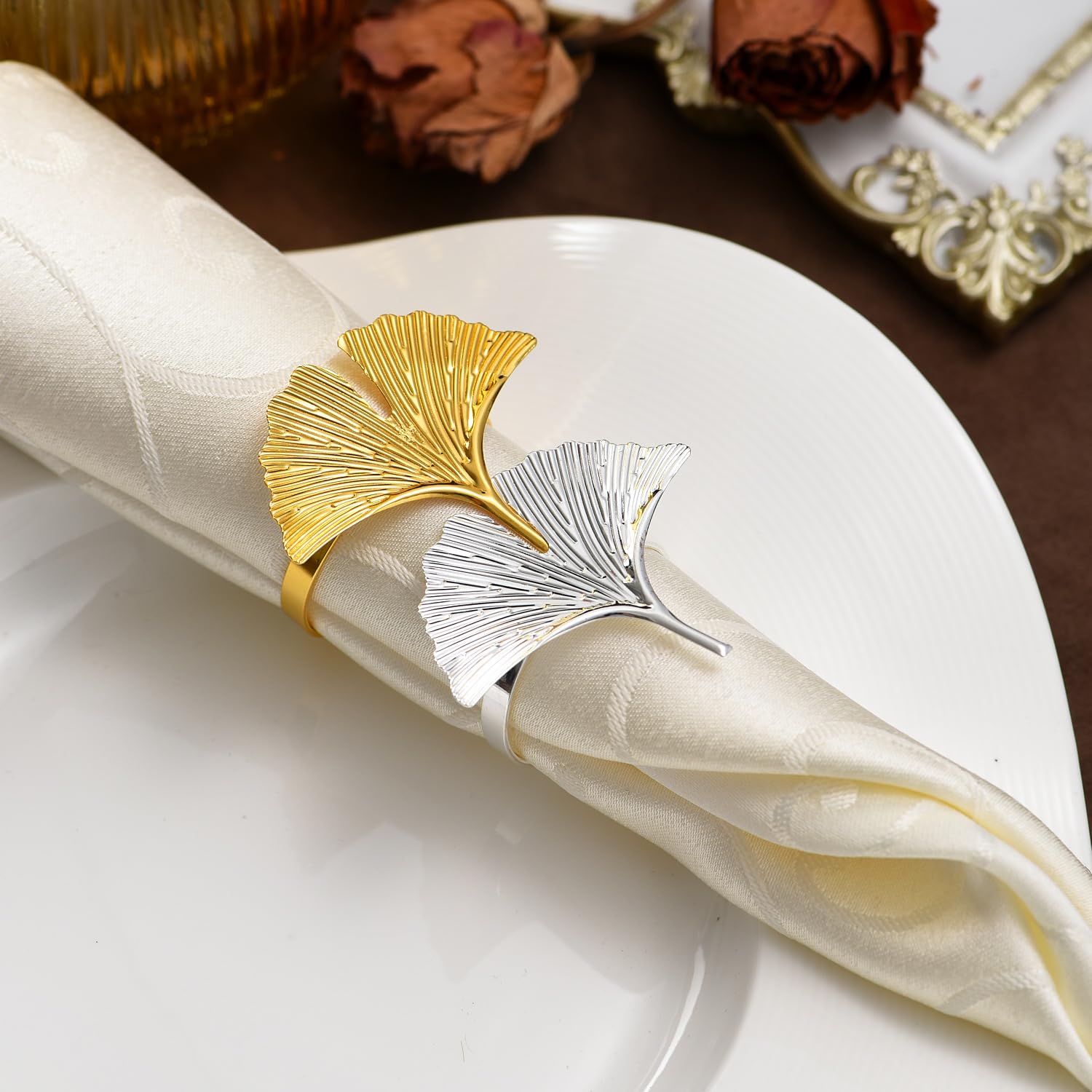Set Di 12 Portatovaglioli In Metallo A Forma Di Cavallo Con Fibbia – Colore Oro – Eleganti Accessori Per Matrimoni, Feste E Hotel