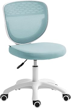 HOMCOM Ergonomic Office Chair Armless Breathable Mesh Back Light Blue