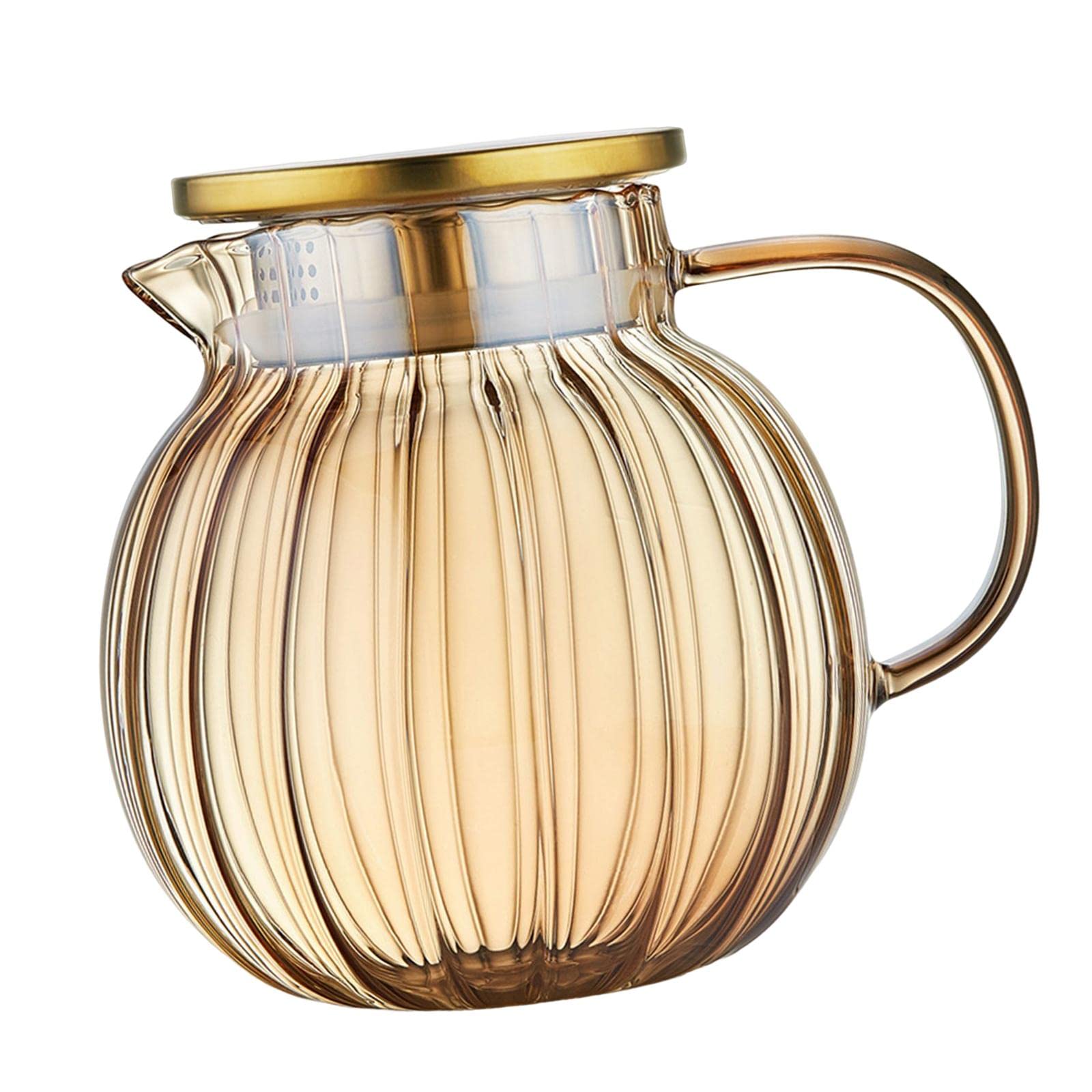 1,3 l Glas-Teekanne, hitzebeständig, Filter, kreativ, transparent, für Büro, Reisen, Zuhause, A, Kürbis-Topf, Bernstein, 12 x 15 cm