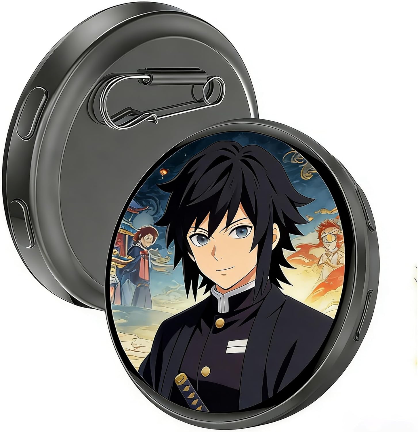 Digital Badge, Customizable Anime Style Digital Pin with Photo, Video Display, HD Touchscreen e Badge, Gift for Valentine Anime Fans Backpacks and Conventions Black