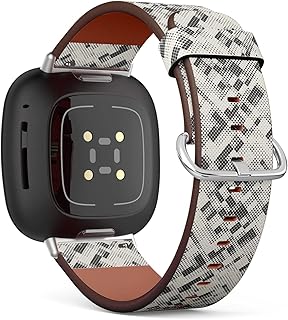 CJBROES Replacement Leather Watch Band, Compatible with Fitbit Versa 3 and Fitbit Sense of Wristband Bracelet Accessory - Stylish Halftone Endless