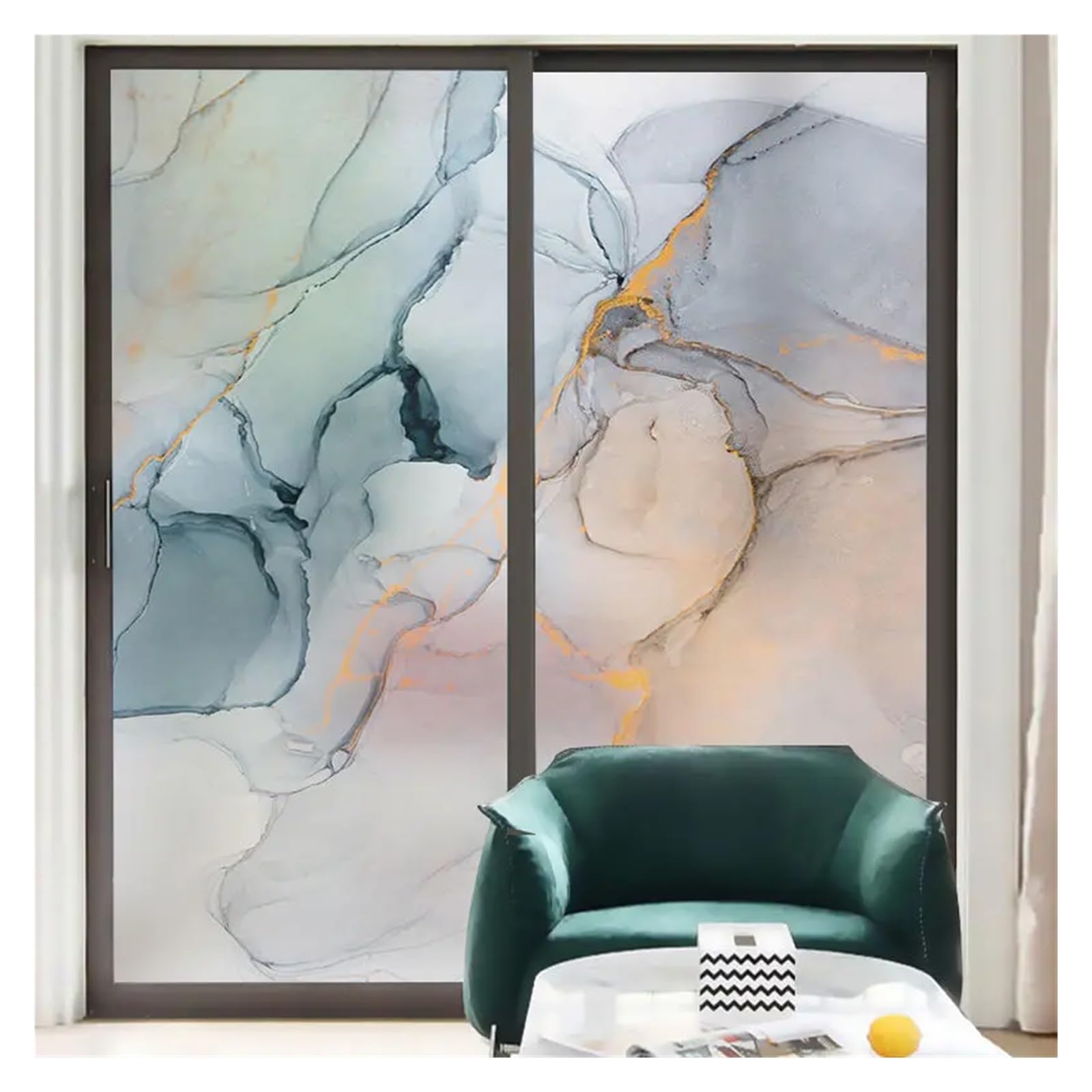 Película de ventana esmerilada de vinilo no adhesiva | Puerta de ducha multicolor for oficina en casa de varios tamaños: mármol de vidriera esmerilada(Colour-c,60x120cm)