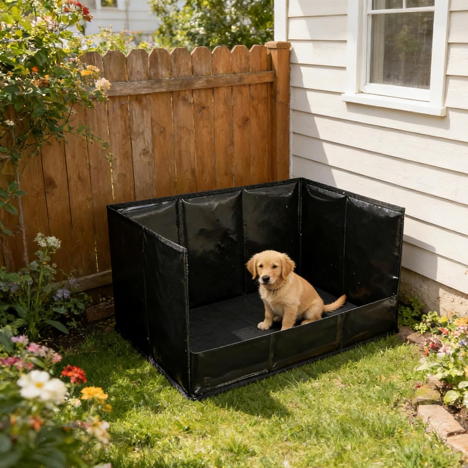 Foldable Dog Pee Pad Holder for Travel with High Walls, No Installation Indoor Dog Potty, Leak-Proof, for Small to Medium Cats and Dogs