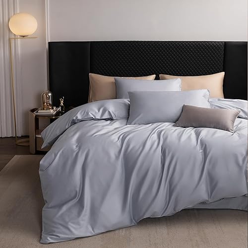 Miniatura 138 de MooMee Queen Duvet Cover Set, 100% Extra Long Staple Cotton 600 Thread Count Sateen Silky Soft Breathable Durable Luxury Hotel Quality Bedding Set