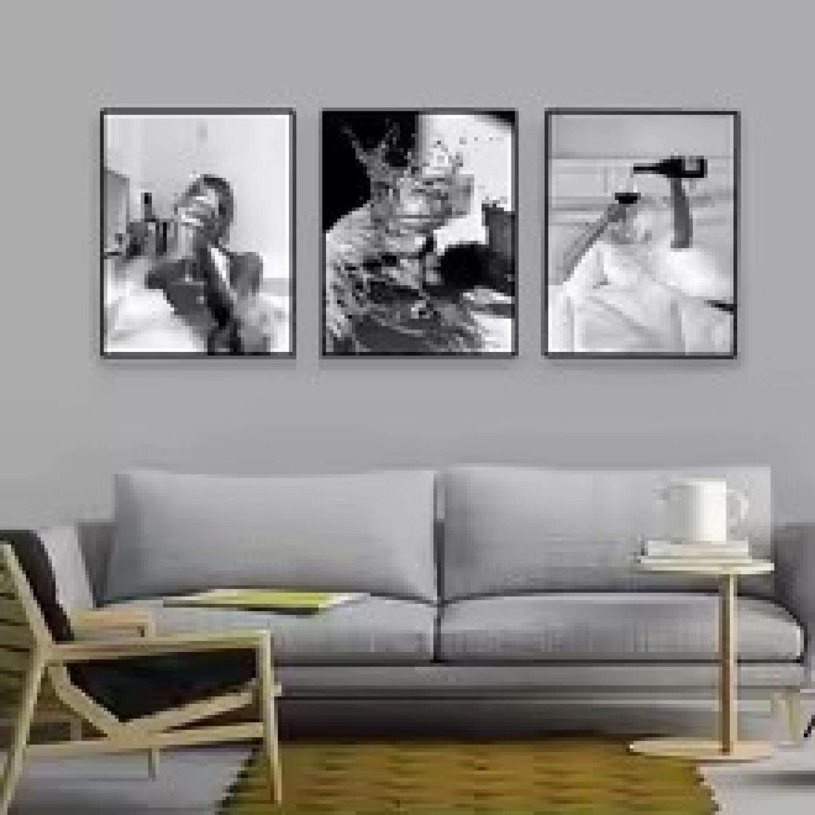 Deco toilettes vintage chic triptyque cadre salon moderne - 7