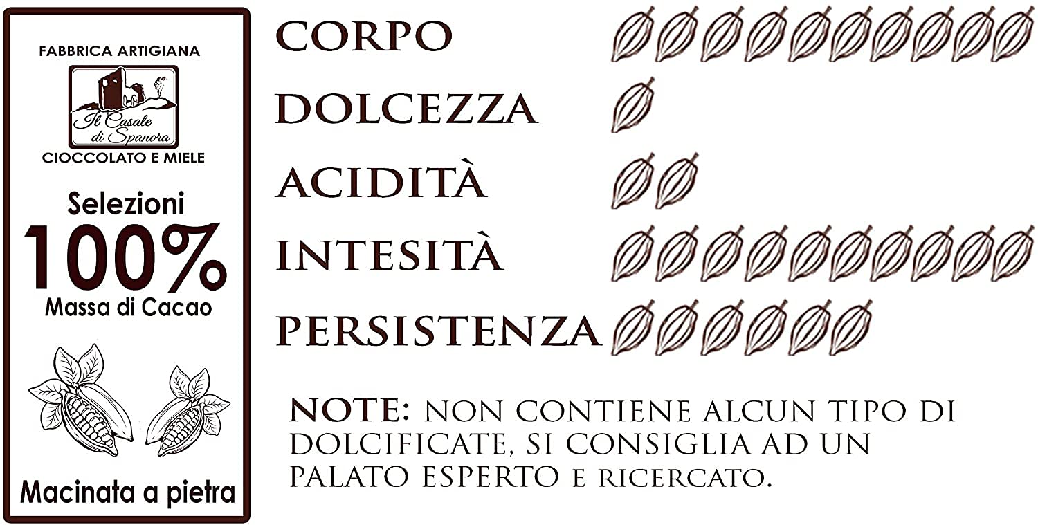 Set Tavolette MASSA DI CACAO 100% - 8 pz da 140gr (1120gr)- Cioccolato Fondente 100% Artigianale MADE IN ITALY - Il Casale Di Spanora