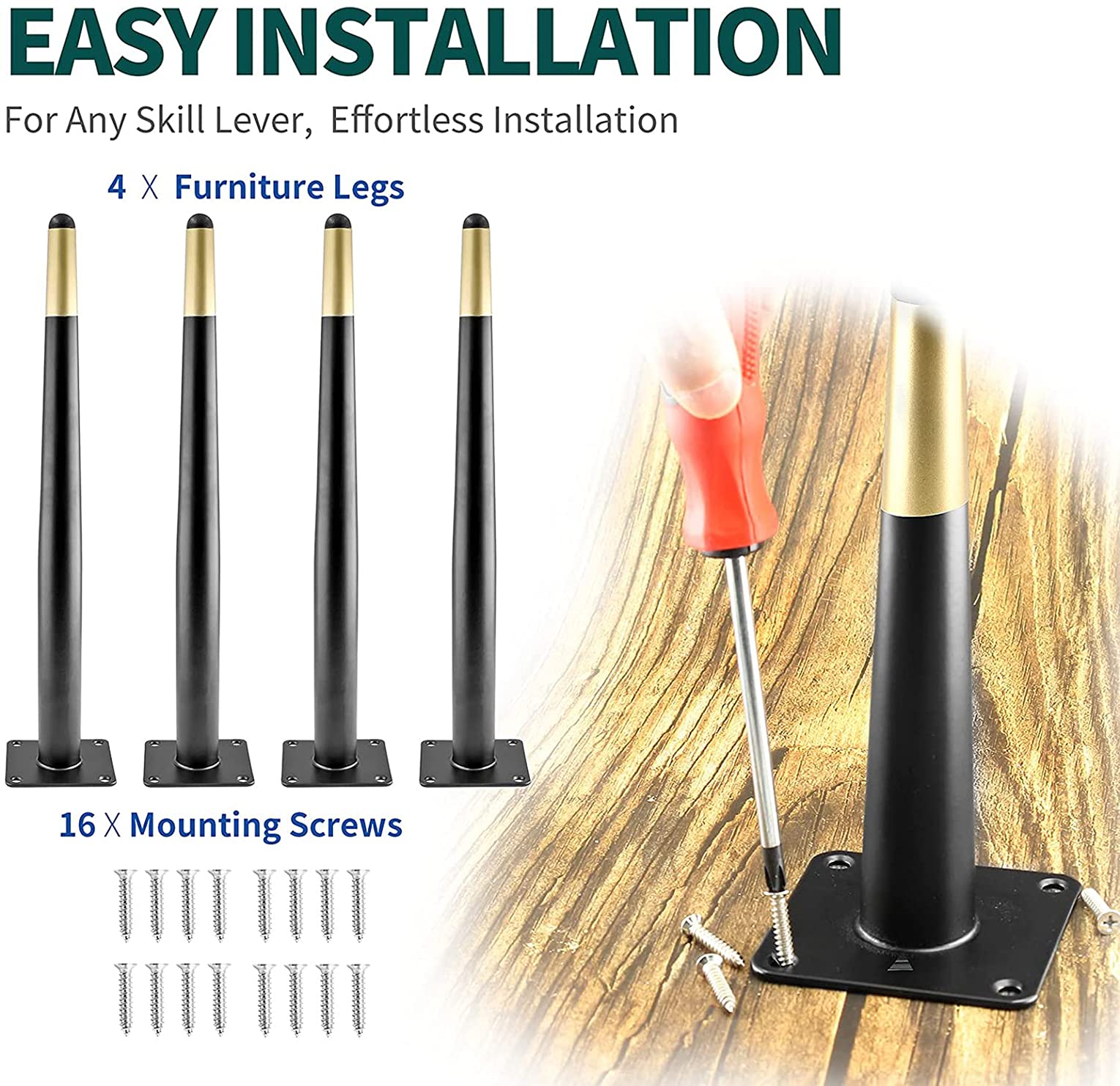 ELECDON Furniture Legs Metalcoffee Table Legs Furniture Feet Iron Tv