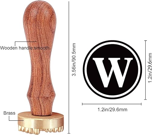 Miniatura 2 de CRASPIRE W - Sello de hielo con letra para cubitos de hielo, sello de marca de hielo con cabeza de latón extraíble y mango de madera, sello de hielo