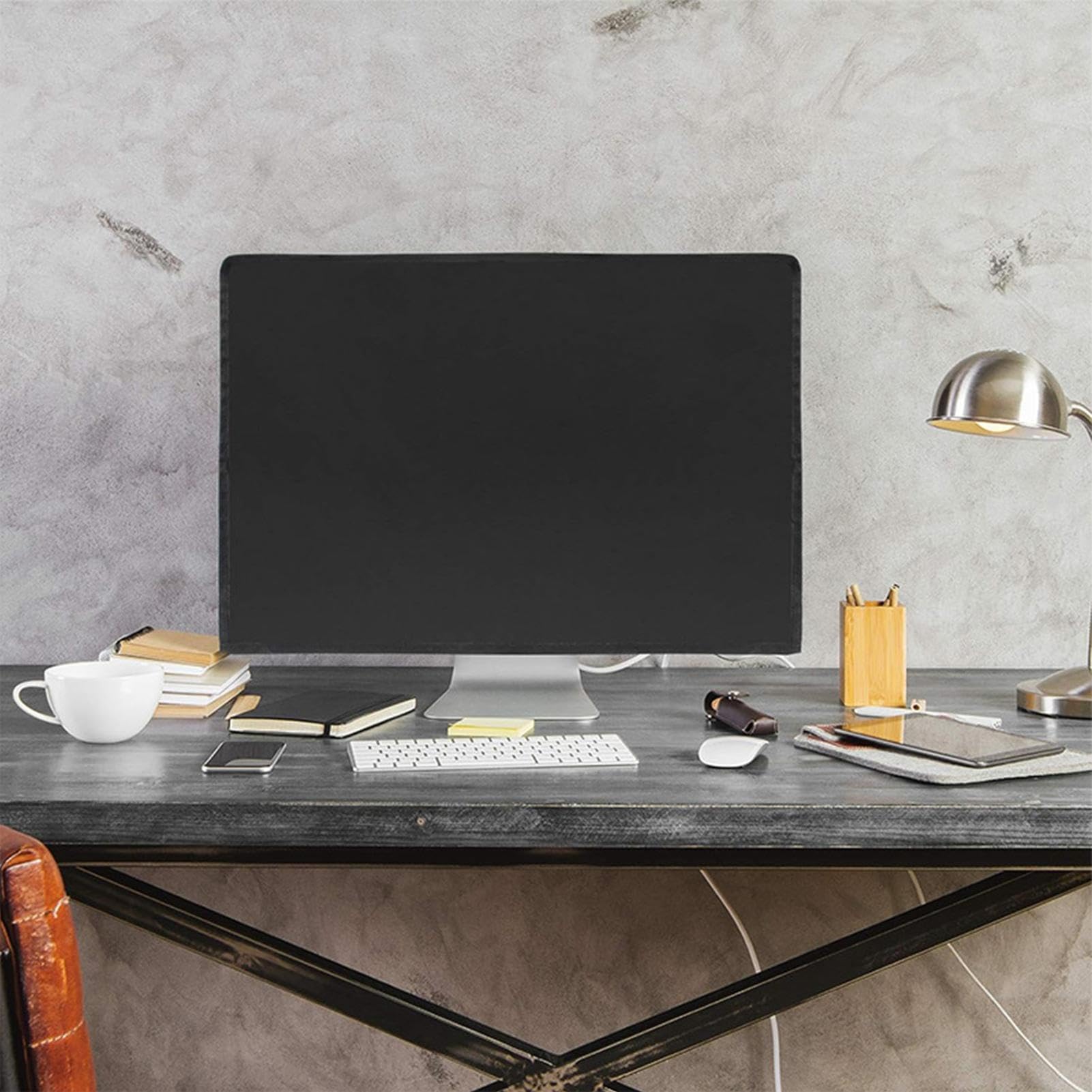 Copertura dello schermo del computer, copertura antipolvere del monitor,Custodia protettiva in nylon impermeabile per PC | Copertura antipolvere nera, protezione dello schermo lavabile multifunzionale