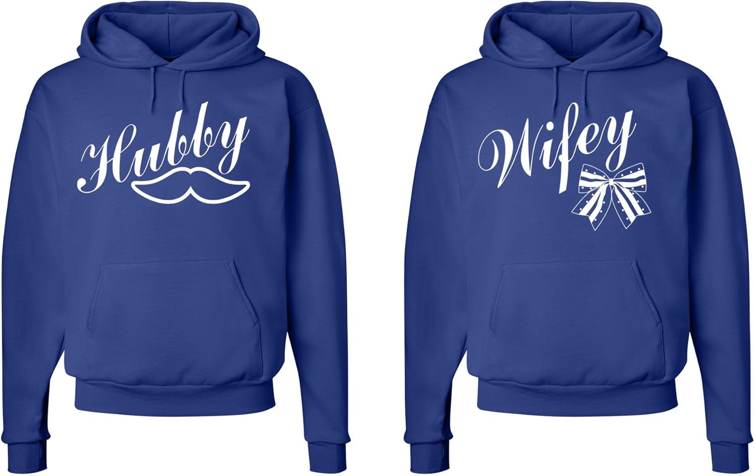 Fasciino Matching Couple Hoodies Hubby Wifey Sweatshirt Set Wedding Anniversary Romantic Gift
