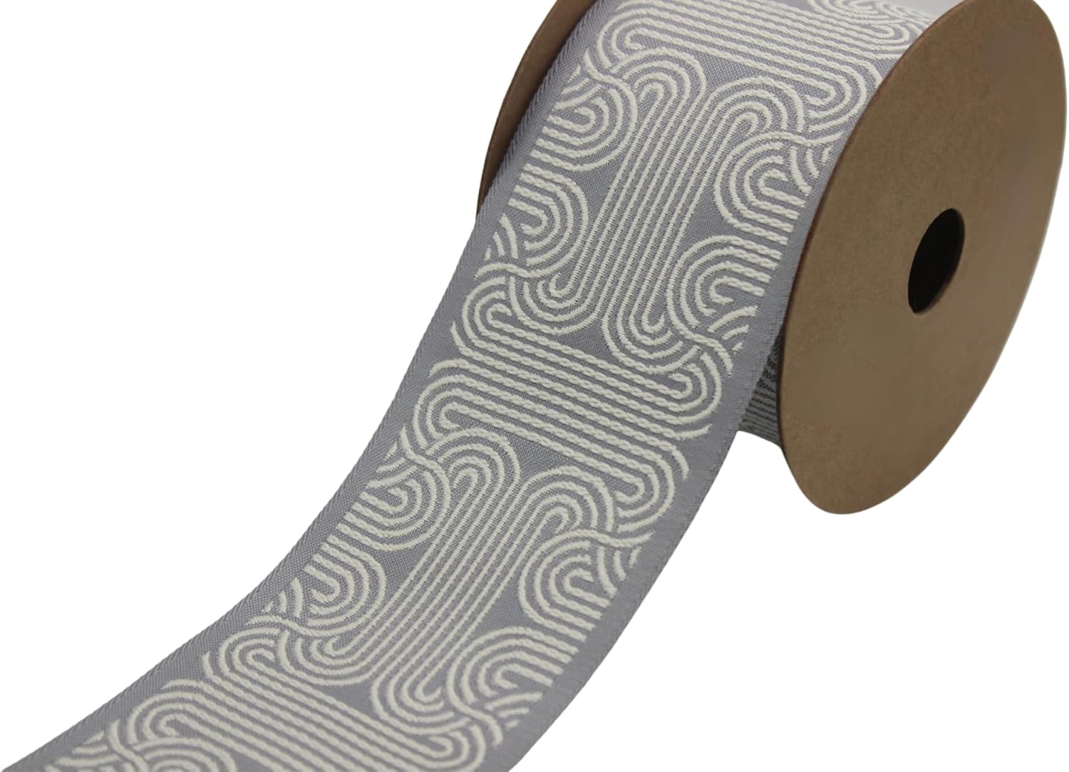 3.8 Yards Spool 2.7" Width Gray & White Roman Key Drapery Trim Jacquard Ribbon for Your Drapes Curtains Drapery Banding Trim Tape V5 205