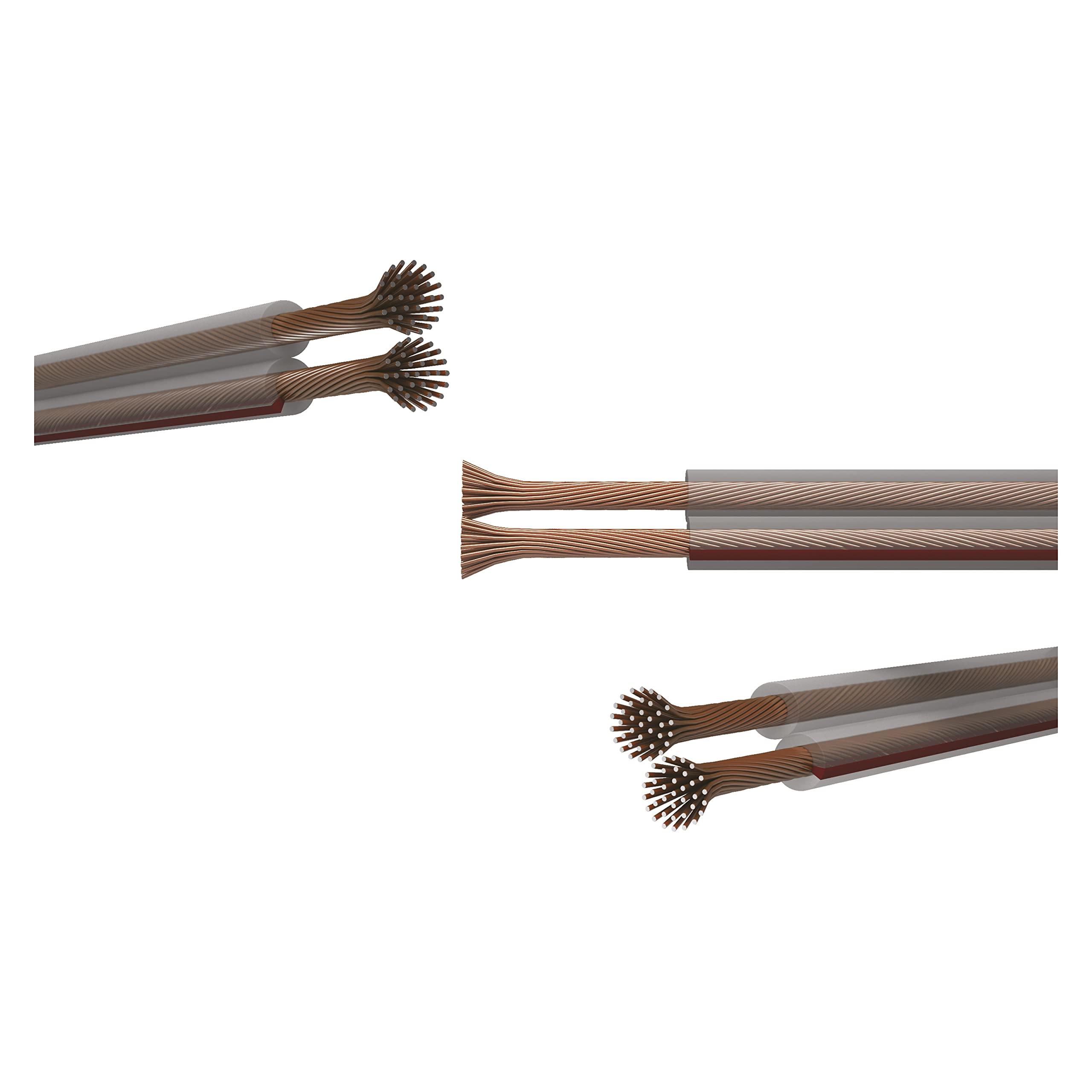 EMOS S8405 Câble de haut-parleur HiFi 2 x 2,5 mm² 100 m en CCA pour haut-parleurs et systèmes Surround Transparent avec marquage polarité