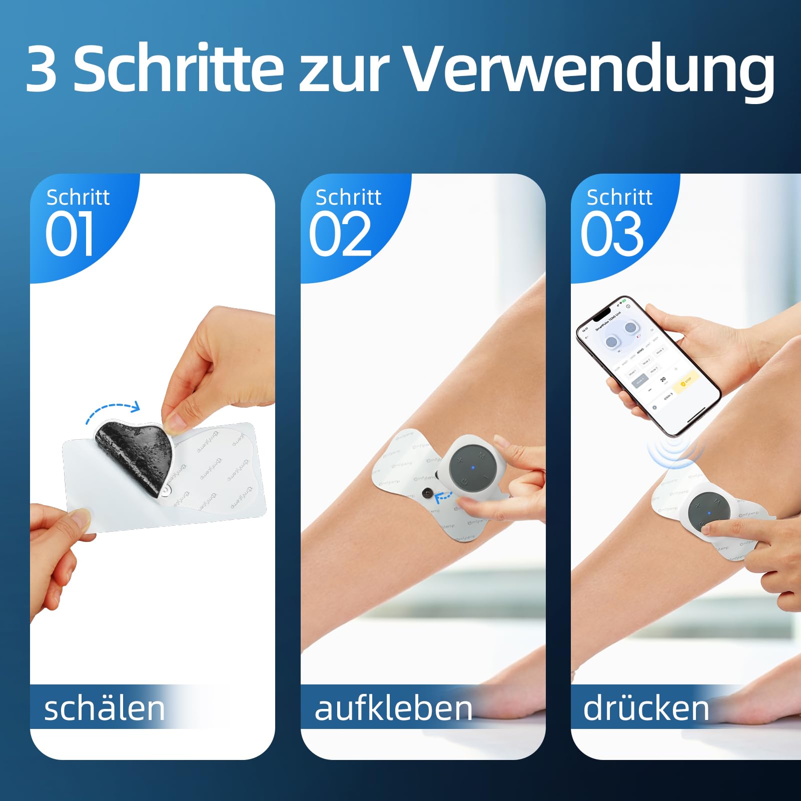 Comfytemp TENS Gerät Kabellos mit 2 Wireless Host,Schmerztherapie Kontrolle per Knopfdruck und App mit 30 Programme 20 Intensitätsstufen MassageGerät Muskelstimulator mit 4 Elektroden Pads K6122